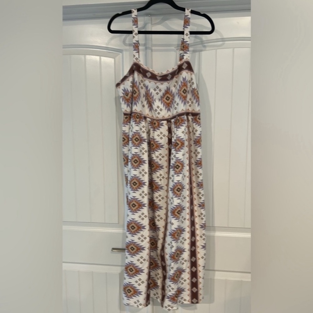Sonoma Brown and Cream Maxi Dress with Geometric Pattern